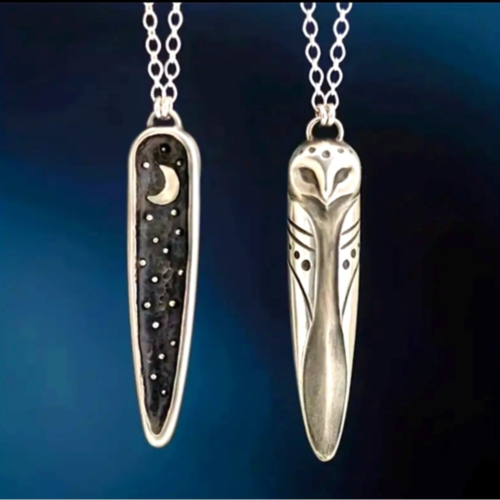 BEST SELLER #2 Silvery beautiful Owl 🌙 necklace - Wisdom Sage Night Owl …